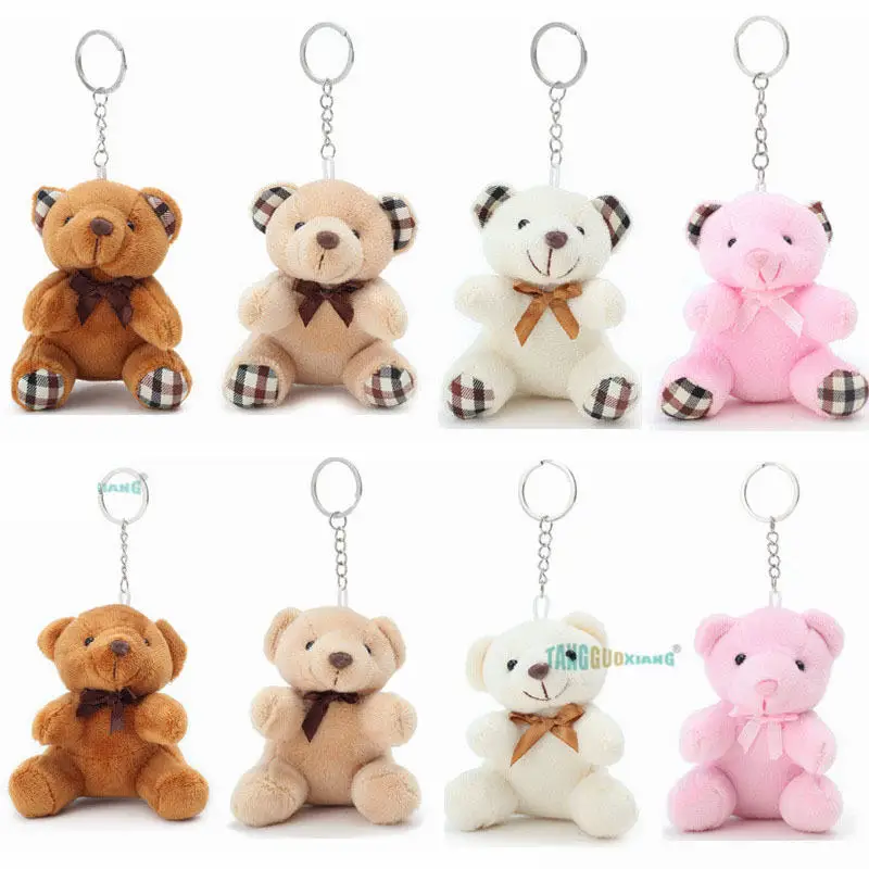 

50pcs-lot 10cm Wholesale High quality Teddy Bear small Pendant key chain Plush Toys Soft Stuffed Animals Wedding Kids girl Gift