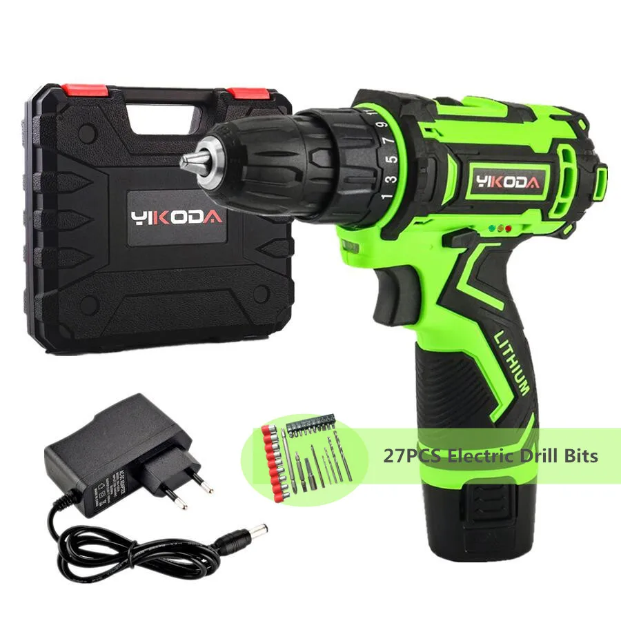 12V-SET5 YIKODA 12 В Электрическая отвертка перезаряжаемая литиевая батарея Parafusadeira Furadeira Беспроводная электрическая дрель DIY электроинструменты - Цвет: 12V-SET5