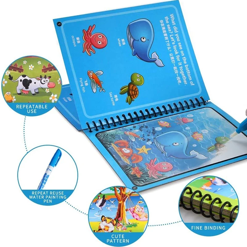 Animal Zoo Princess Magic Water Drawing Book Colorling Mermaid Cartoon Doodle Pen Board Toys Kids Children Gifts | Игрушки и хобби