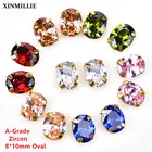 10 шт. 5 А класс циркона 8*10 мм овальные Стразы в золоте Супер Блестящий Кристалл для шитья Роскошная свадебная одеждасумкиОбувь DIY