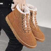 off bound winter men boots warm fur snow boots waterproof suede leather furry ankle boots male fluff plush shoes outdoor shoes
