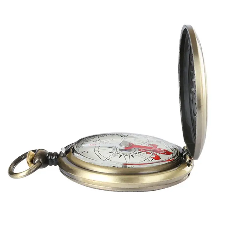 

Vintage Bronze Compass Pocket Watch Design Outdoor Hiking Navigation Kid Gift R66E