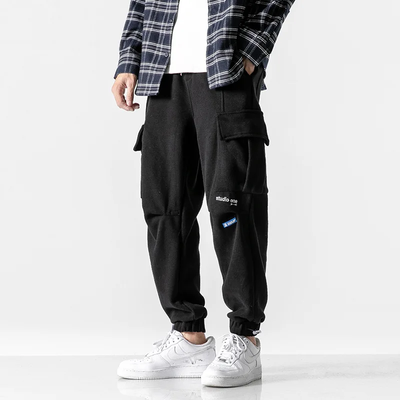 

Autumn Newly Fashion Designer Casual Pants Men Loose Fit Big Pocket Cargo Trousers Streetwear Hip Hop Jogger Wide Leg Sweatpants