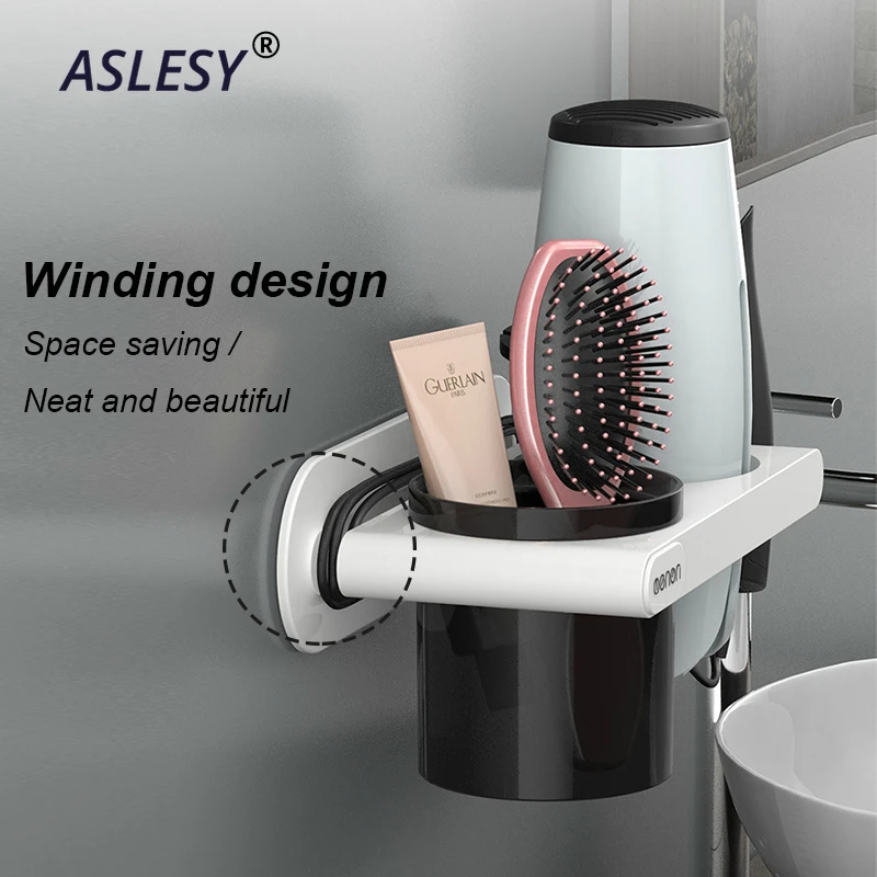 Пластиковый фен для волос держатель настенное крепление полки хранения