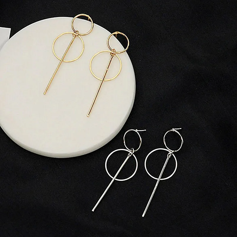 

2020 NEW Gold Metal Long Circle Pendant Earings Tassel Earrings for Women Fashion Jewelry Statement Geometric Voor Vrouwen
