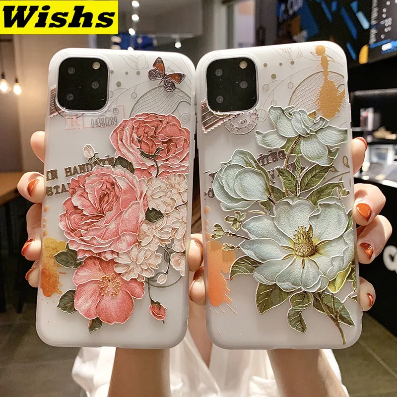 Милый чехол для телефона девочек iPhone 11 в стиле ретро с цветами и листьями Pro MAX XR X XS