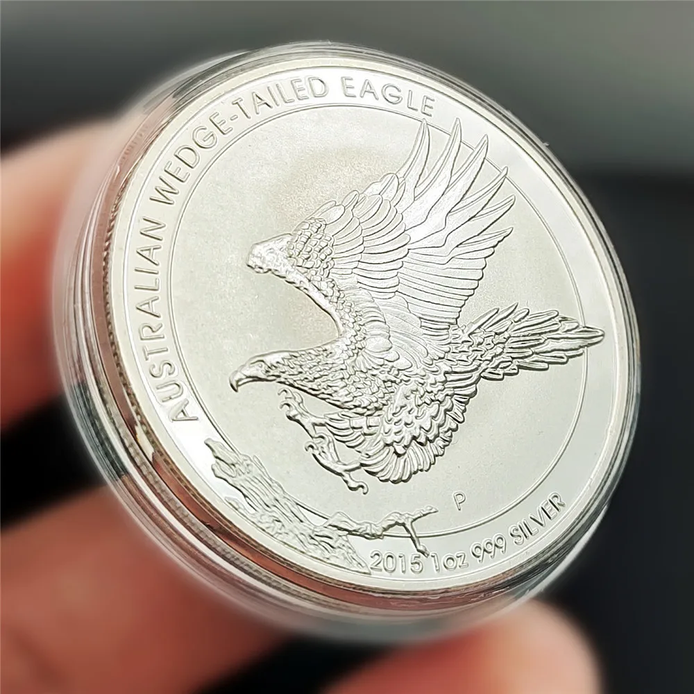 Немагнитные Австралийские монеты из 1 унции серебра .999 2015 Орел Животное Елизавета Реплика Сувенирные Подарки.