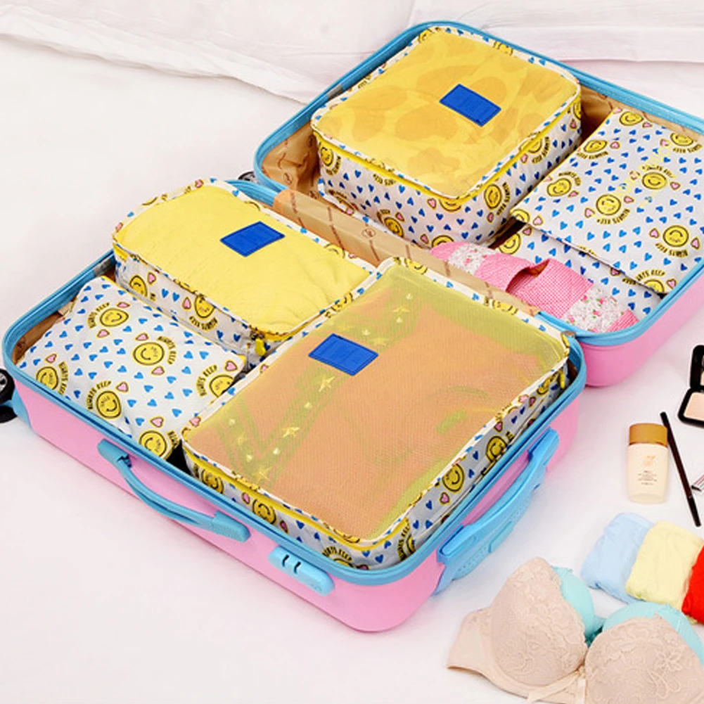 6 PCS дорожная сумка для хранения вещей одежды опрятный чемодан-органайзер чехол