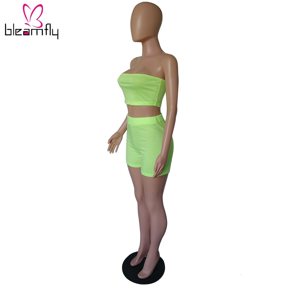 Летняя женская неоновая зеленая однотонная майка без бретелек Топ и