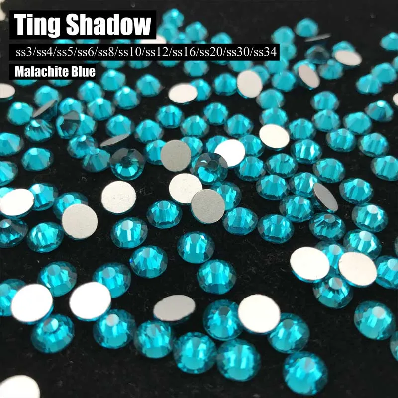 Malachite Blue Сапфир Аква синий клей на одежде блеск flatback Стеклянные кристаллы, стразы для гимнастики одежды обуви Дизайн ногтей украшения - Цвет: Malachite Blue