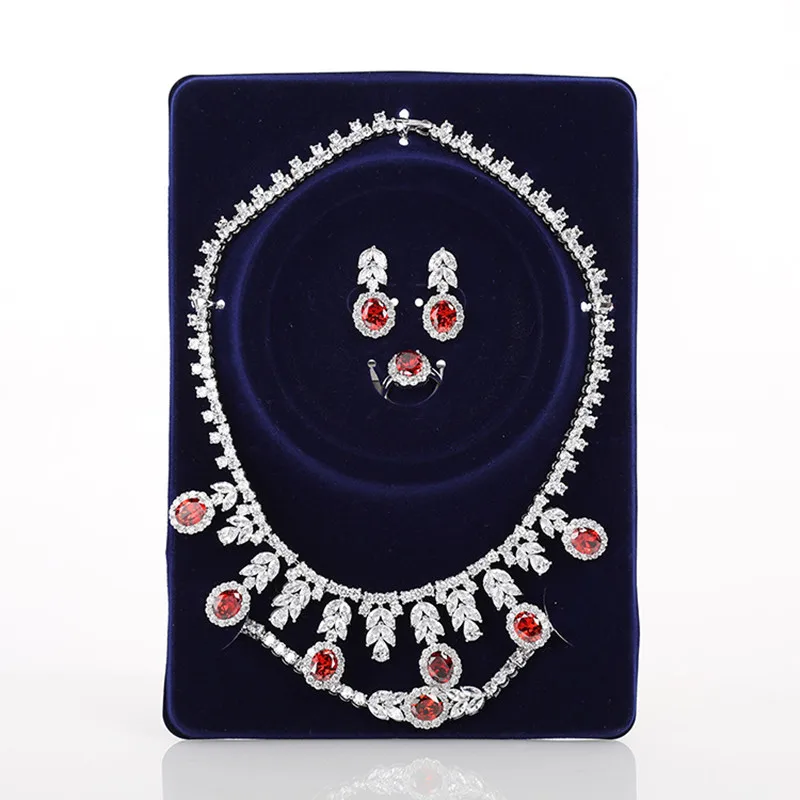 Набор свадебных украшений MYFEIVO из 5 предметов с красным цирконом, роскошное ожерелье, браслет, кольцо, серьги для женщин, HQ0863