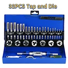 Набор метчиков и штампов из быстрорежущей стали, метрический гаечный ключ M3-M12, набор метчиков и штампов, ручной метрический набор инженера набор инструментов для нарезания резьбы с металлическим чехлом, 32 шт.