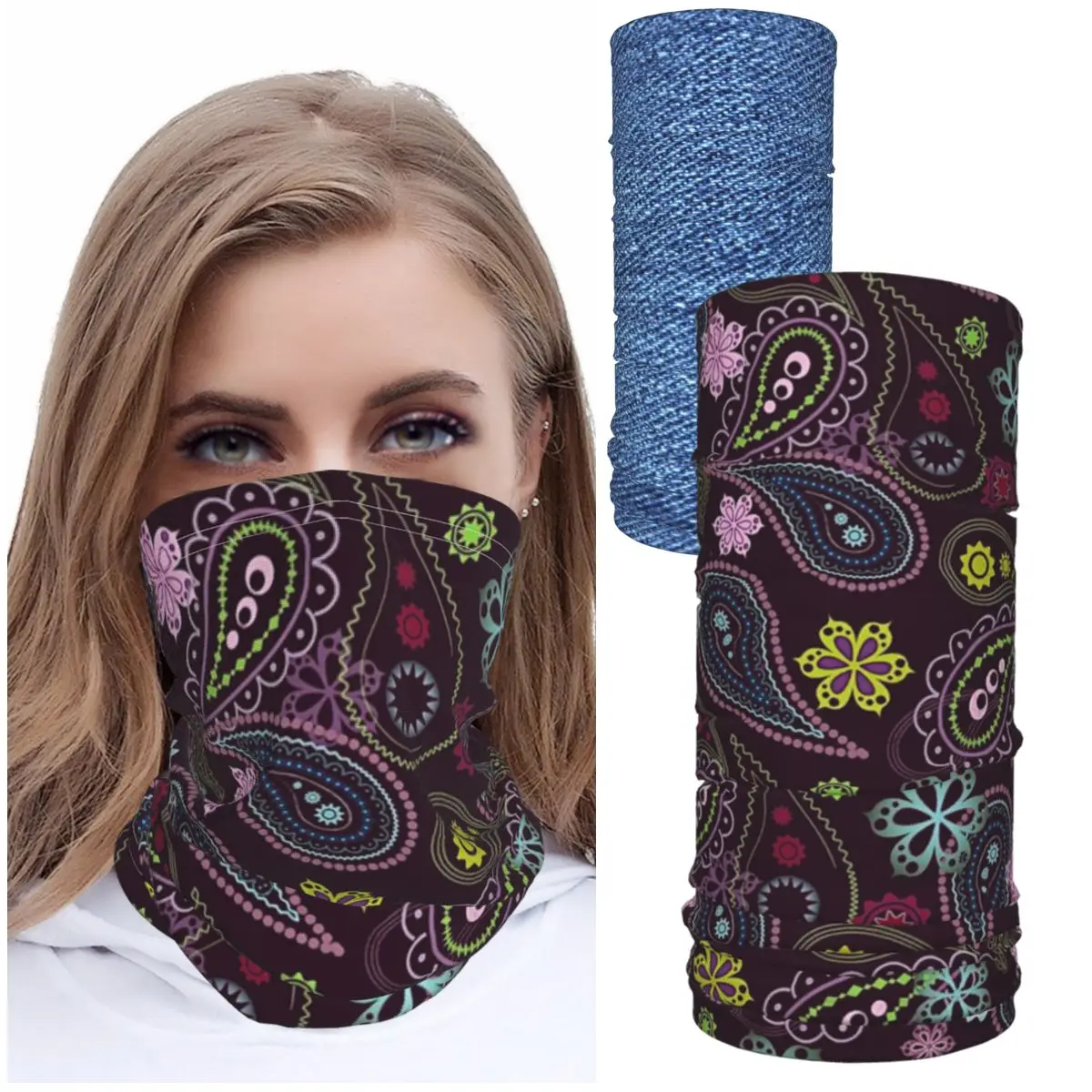 

Buff on neck HeadscarfIce silk bib scarf printed neck men's and women's scarf turban shawl accessories Scarf women