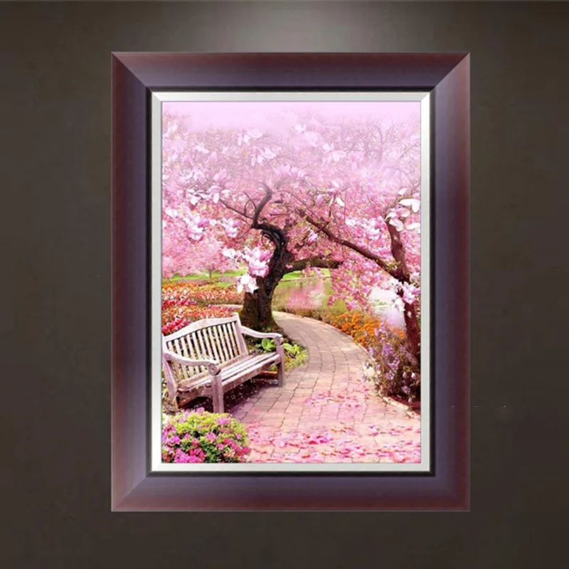 

Small DIY cherry tree diamond paintings, flowers blooming, colorful, spring garden, home decorations, beautiful scenery funny