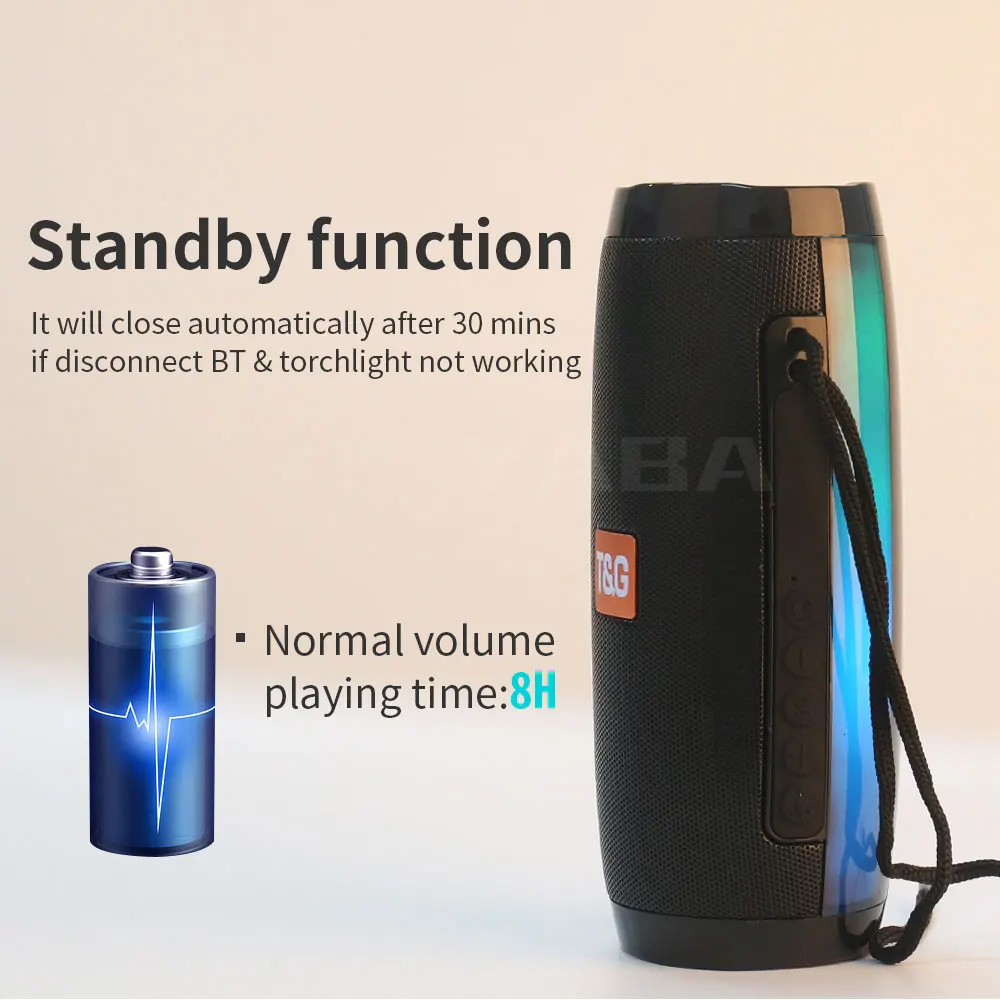 

LED Flashing Light Bluetooth Speaker Portable With Rope Outdoor Loundspeaker 1200 MAh Waterproof Subwoofer FM Radio