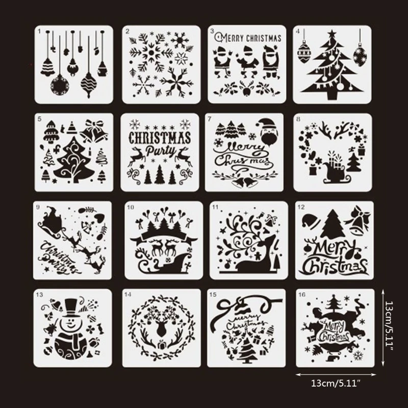 

J2FF Christmas Drawing Template Stencil Painting Scrapbooking Embossing DIY Art Craft