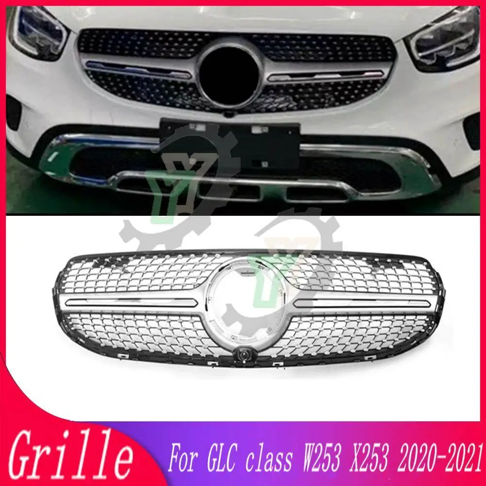 

Diamond /GT Style Front Bumper Grille Centre Panel Styling Upper Grill For Mercedes-Benz GLC class W253 2020 2021+ Car Accessory