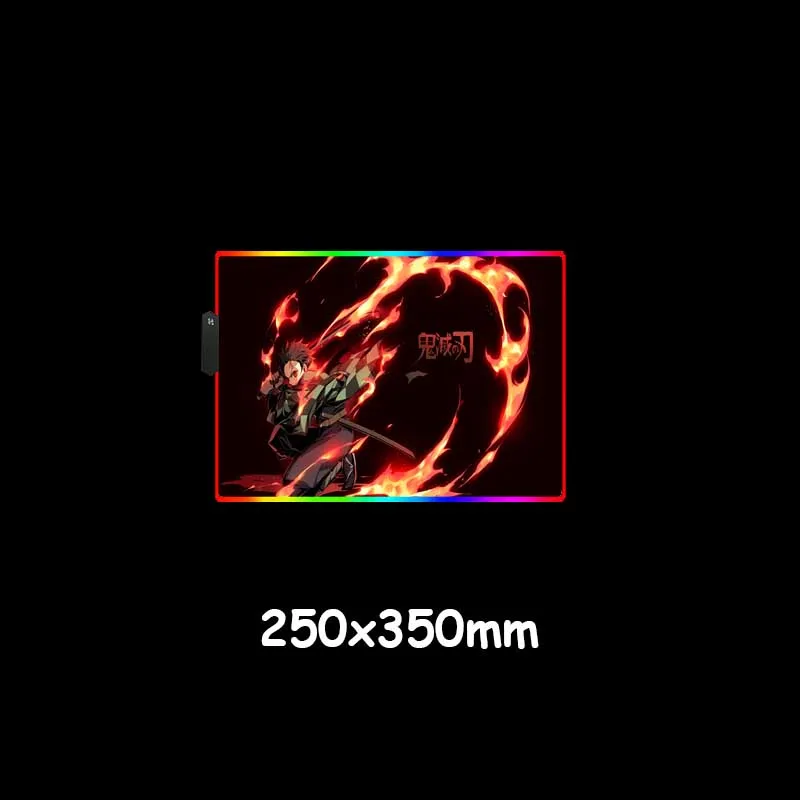 

XGZ Classic Anime Demon Slayer Kimetsu No Yaiba HD Custom Large RGB Mouse Pad Black Lock Edge Computer Desk Mat Rubber Non-slip