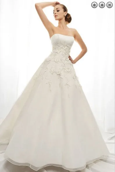 

free shipping vintage 2016 new woman dress designer bridal plus size embroidery simple white long beach organza wedding dresses