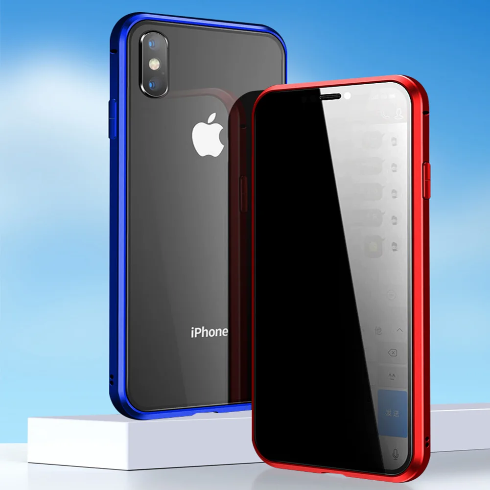 Конфиденциальности чехол на магните для iPhone XS MAX XR X 8 7 11 Pro Max 360 Полный против
