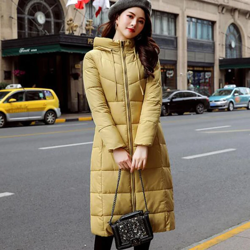 

2019 Высококачественная Женская осенне-зимняя куртка с капюшоном, длинное теплое пальто с подкладкой, верхняя одежда размера плюс 5XL 6XL, Женск...
