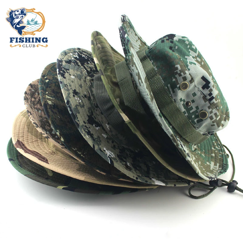 

Camouflage Tactical Cap Military Boonie Hat US Army Caps Camo Men Outdoor Sports Sun Bucket Cap Fishing Hiking Hunting Hats 60CM