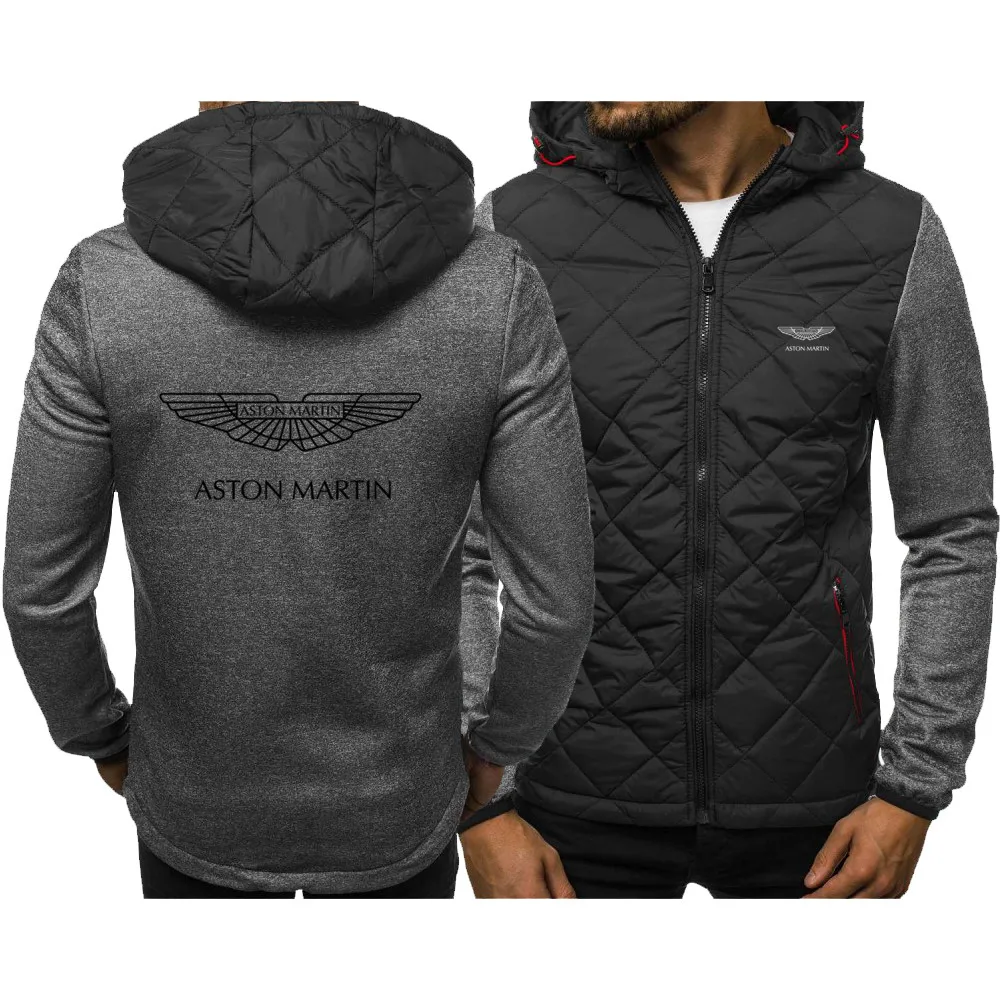 

2021 new stitching rhombus hoodie sweatshirt men ASTONMARTIN car logo sports comfortable casual hoodie printing winter hoodie