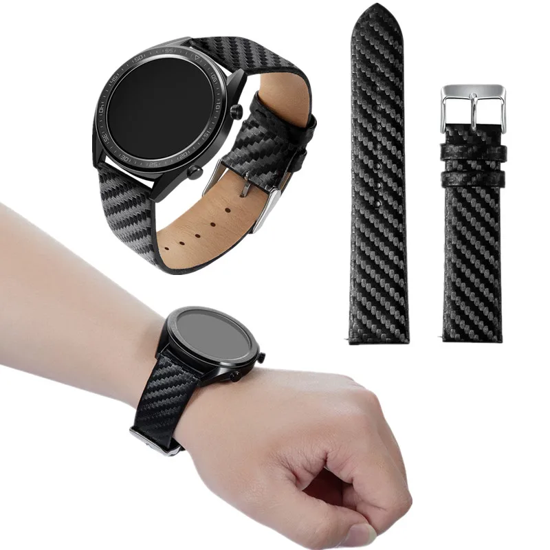 Аксессуары плетеный стиль 22 мм кожаный браслет из углеродного волокна для Huawei Watch