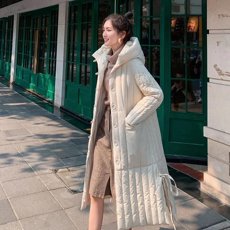 2021 New Large Size Over-The-Knee Women's Coat Thick Warm Loose Long Parkas Hooded Oversized Winter Female Cotton Fluffy Jacket