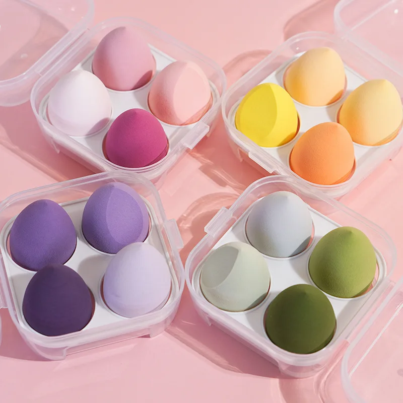 

4pcs Makeup Blender Cosmetic Puff Makeup Sponge with Storage Box Foundation Powder Sponge Beauty Tool Women Make Up Accessories