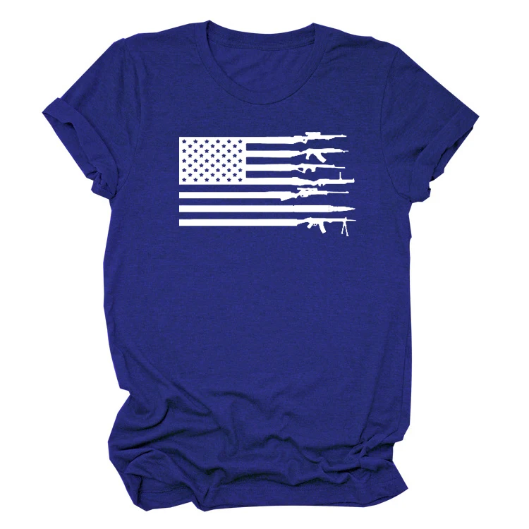 Рубашка с американским флагом и пистолетом модная футболка 4 июля США женская для