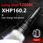 Самый мощный светодиодный ффонарь XHP160.2, тактическая вспышка высокой мощности с зарядным устройством типа C и перезаряжаемым светильник онариком 18650