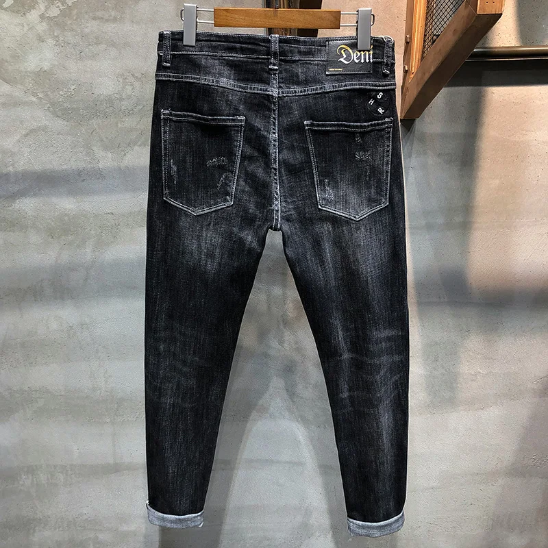 Мужские рваные джинсы KSTUN черные серые зауженные Стрейчевые джинсовые брюки с
