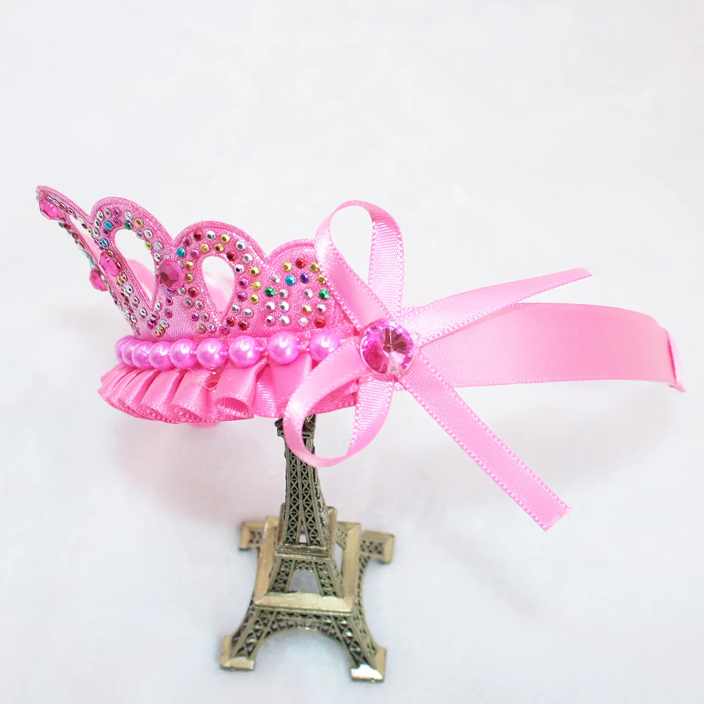 Новый Модный милый розовый Шелковый Стразы Принцесса Дети Девочки Хрустальный