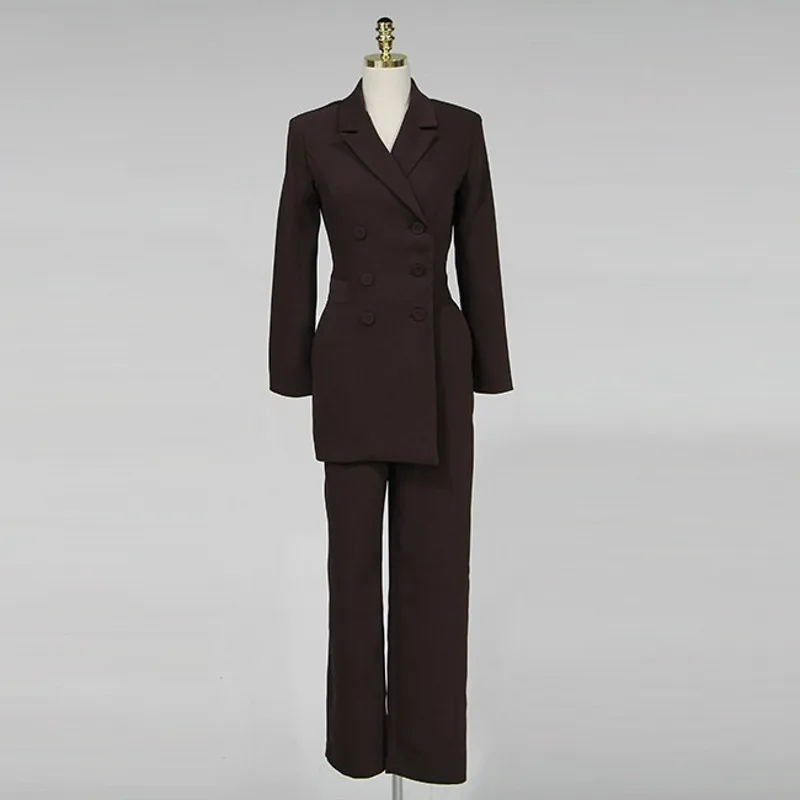 Новинка Женский деловой двубортный Блейзер топ боди Деловые женские брючные