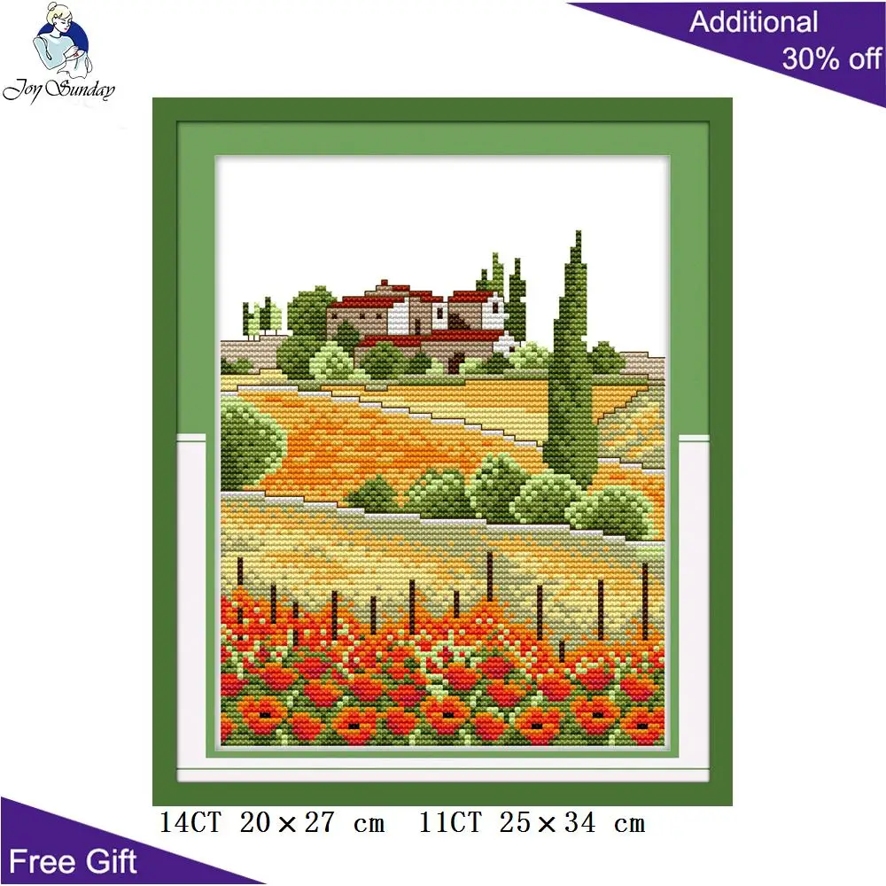 Картина для домашнего декора Joy Sunday F150(1)(2)(3) 14CT 11CT посчитанные тисненые деревья