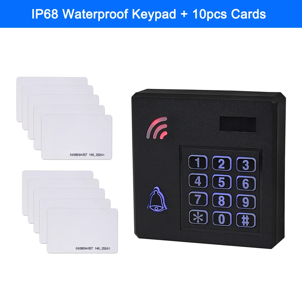Keypad with 10 Cards IP68 водонепроницаемая система контроля доступа наружная RFID Клавиатура WG26 контроллер доступа клавиатура непромокаемая 10 EM4100 брелоки для дома - Цвет: Keypad with 10 Cards