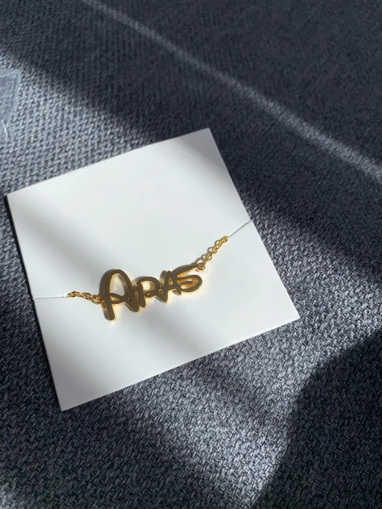 Женское модное ожерелье с именем из нержавеющей стали розовой табличкой