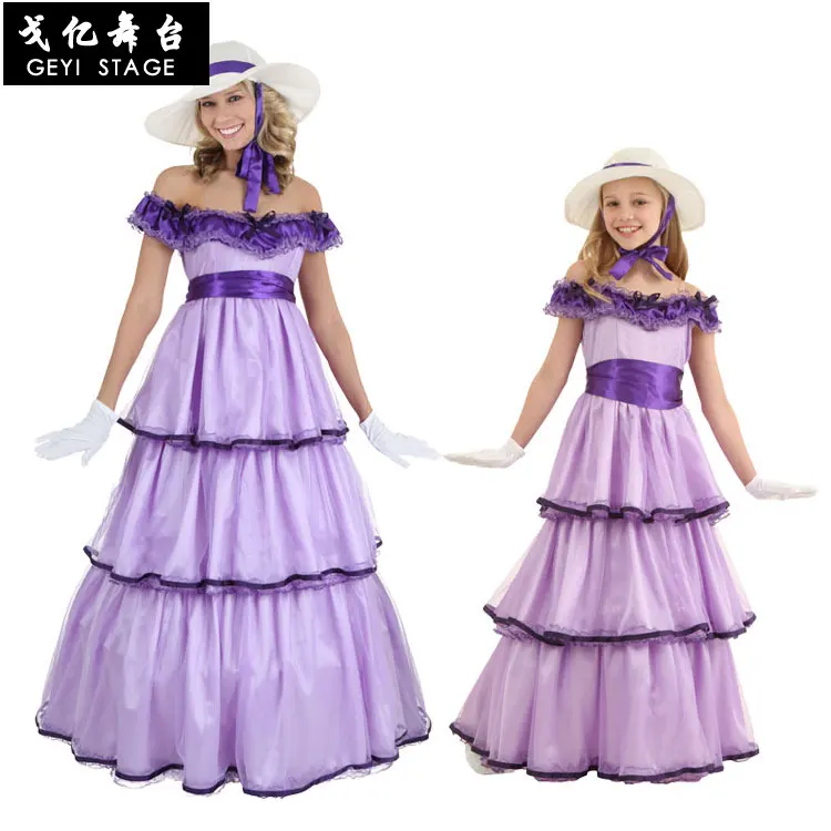 

COS southern country pretty ladies dress mother and women's parent-child festival stage performance dress noble purple princess