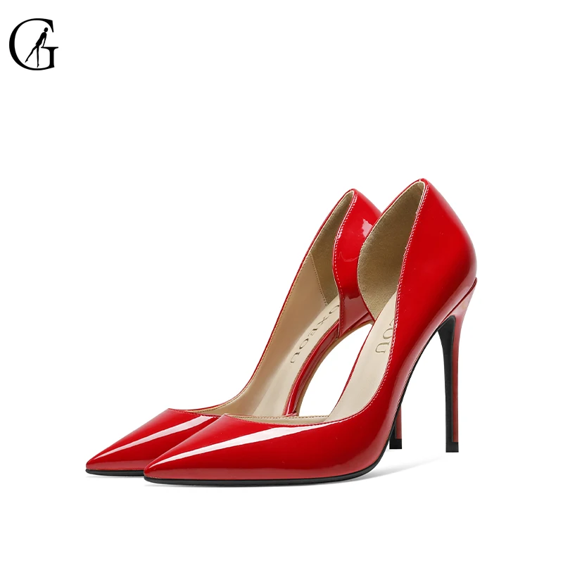 GOXEOU/женские туфли-лодочки лакированные телесные черные красные белые туфли