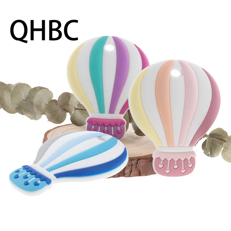 

QHBC 10PCS Silicone Hot Air Balloon Baby Teether BPA Free Infant Teething Pendant For Pacifier Chain Nursing Accessories Gifts