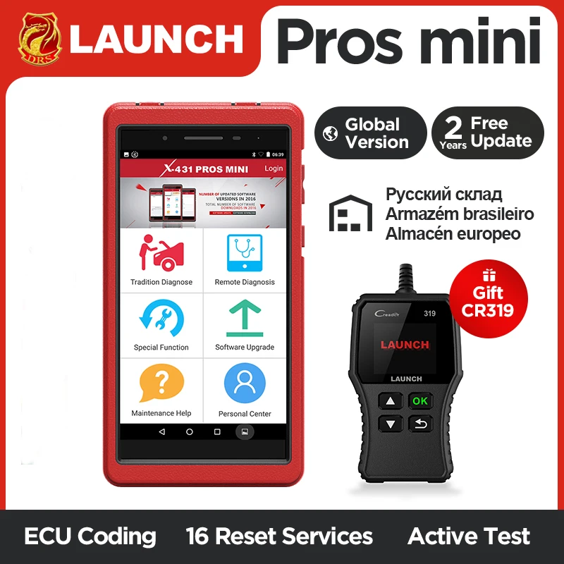 Авто инструмент диагностики Launch X431 Pros Mini с 6.8'' экран PC Поддержать Wi-Fi/Bluetooth полные системы Бесплатное 2 год онлайн-обновление