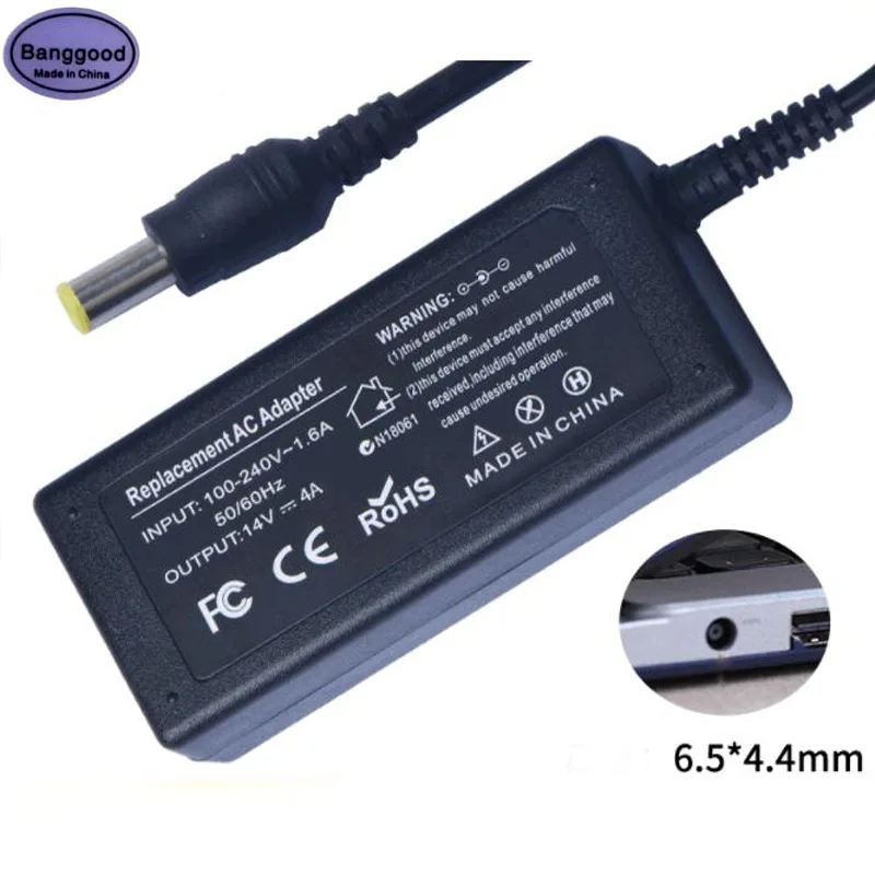 

14V 4A 6.5x4.4mm 56W Laptop AC Power Adapter Charger for Sumsang LCD SyncMaster Monitor S24A350H B2770 P2770H P2370H 17" SMT-170