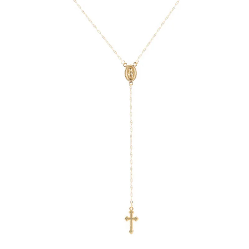 Abayabay Long Personalized Girl Cross Necklace Chain Women Yellow Gold Color Pendant TRENDY Collares Collier Necklaces Jewelry