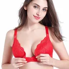 Праздничный Бюстгальтер для кормления грудью, красный, чашка D, без стального кольца, пуговицы спереди, нижнее Белье для беременных женщин, кружево из чистого хлопка, сексуальное