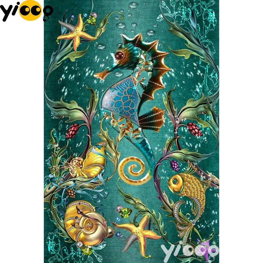 

DIY Diamond embroidery 5D Full Square Diamond Painting sea horse Cross Stitch Pictures Of Rhinestones Mosaic Decoration AX0441