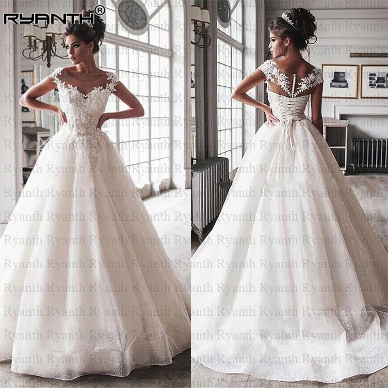 Роскошное бальное платье принцессы свадебное со шнуровкой на спине коллекция 2020