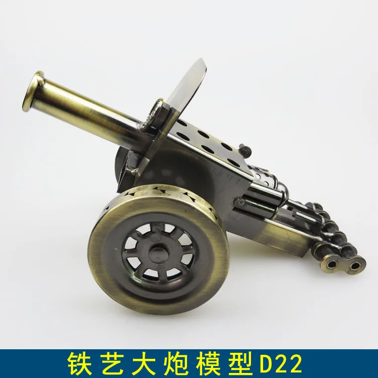 

Wrought Iron Cannon Model Electroplated Military Cannon Fished Goods Metal Crafts Decoration Education Toys for Children Adults
