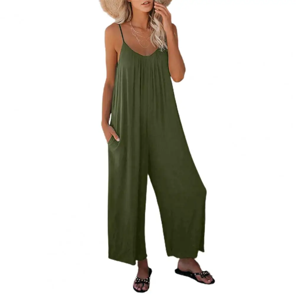 

Women's Jumpsuit Fashion Strap Pockets Siamese Overalls Adjustable Spaghetti Strap Stretchy Romper Summer Party