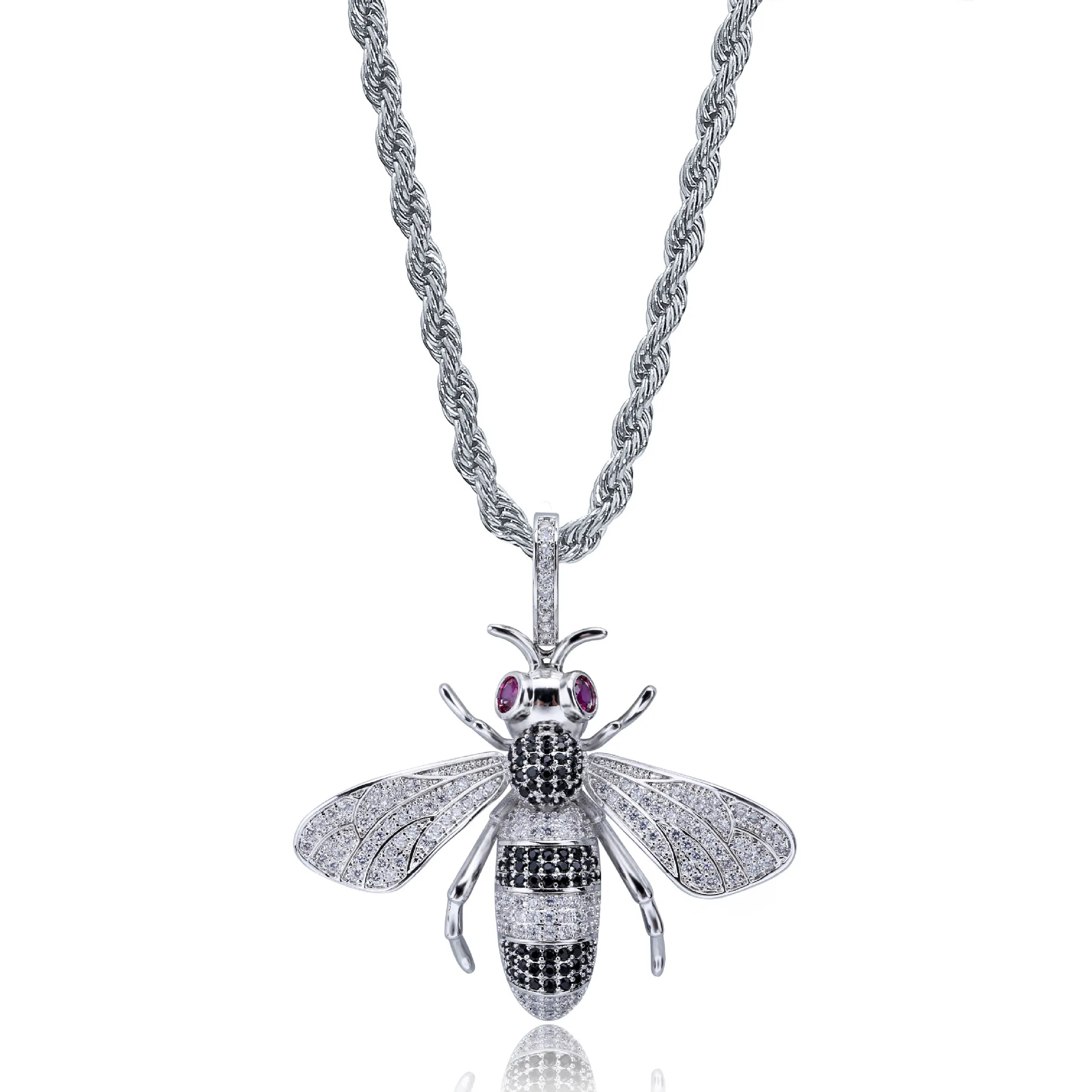 2021 Global Explosive Little Bee Pendant Gothic Micro-inlaid Colored Zircon Hiphop Necklace Jewelry Accessories | Украшения и